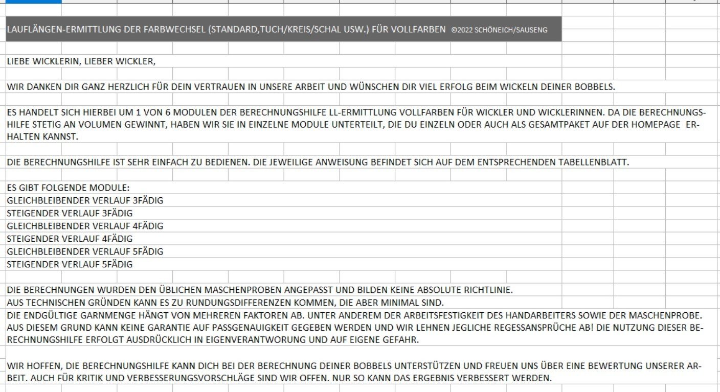 Lauflängen-Ermittlung für Wickler (Vollfarben) 4fädig Standardverlauf - Bild 2
