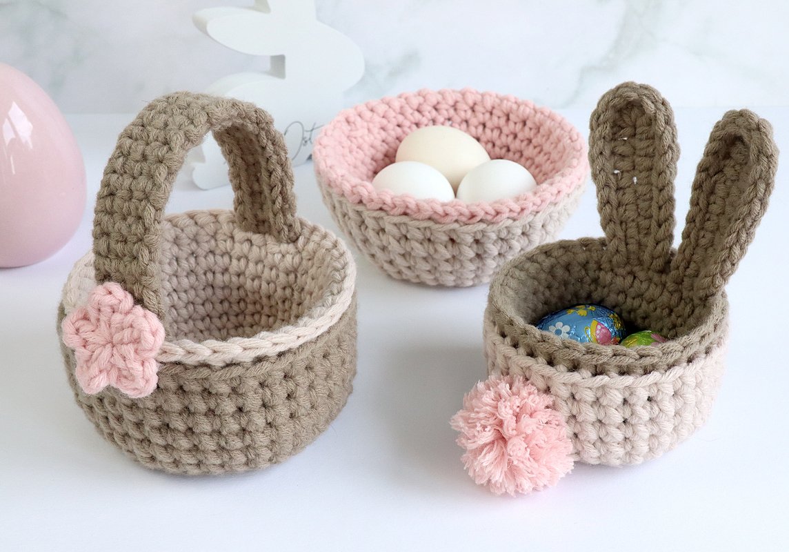 Bunny Basket, Handled Basket and Nest in 2 Sizes - Utensilo, Easter Nest - Image 4