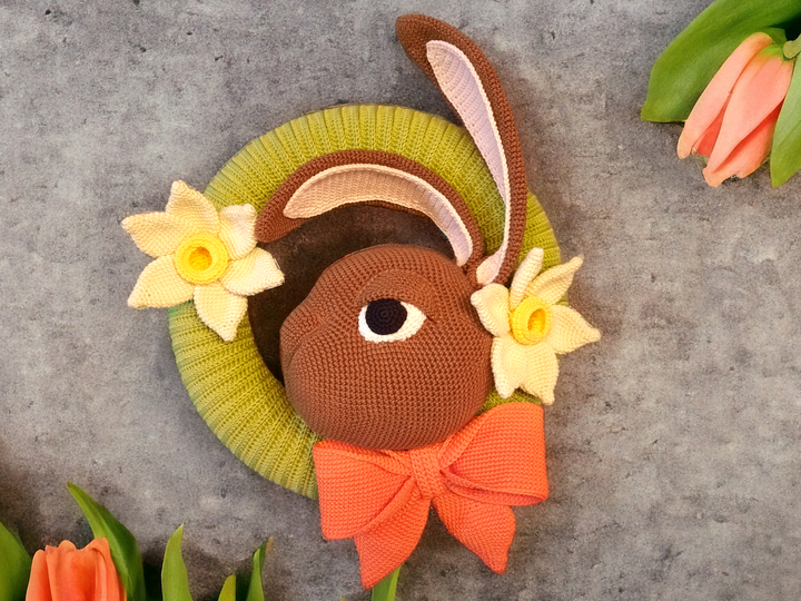 Crochet Pattern Door wreath Easter Bunny