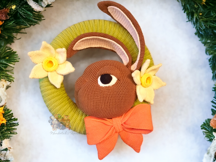Crochet Pattern Door wreath Easter Bunny