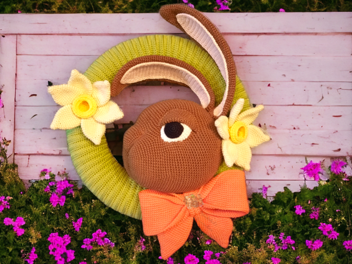 Crochet Pattern Door wreath Easter Bunny
