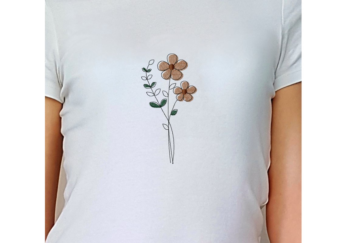 Stickdatei Blumen in drei Größen, Redwork, Frühling, Sommer, Geburtstag - Bild 5