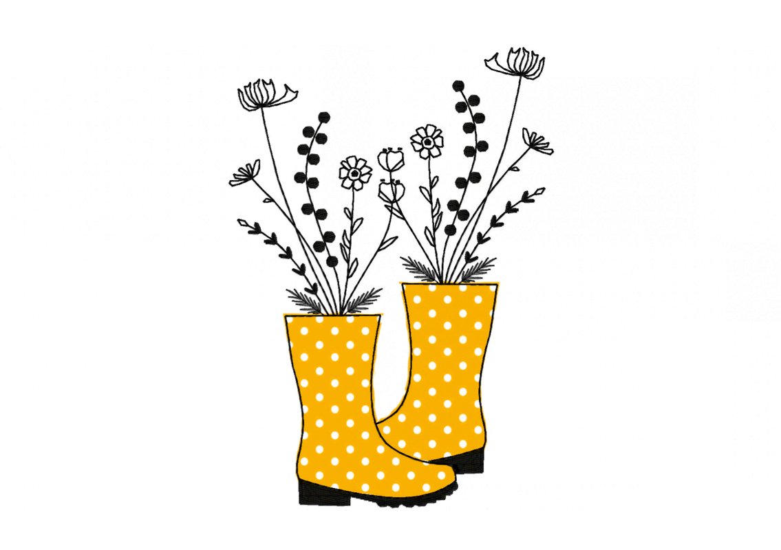 Stickdatei Blumen im Stiefel, LineArt, Redwork, Blumen solo, zwei Größen, 6 - Bild 3