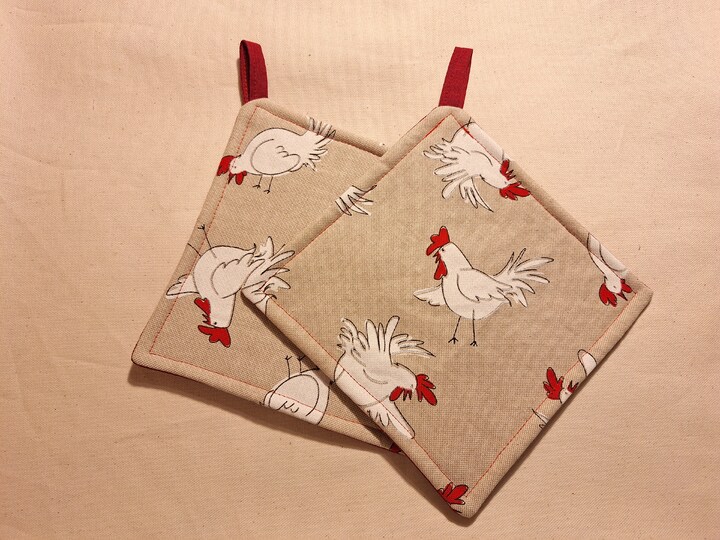 Genähte Topflappen ohne Schrägband