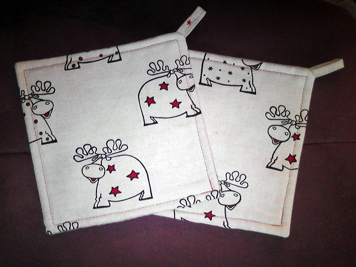 Genähte Topflappen ohne Schrägband