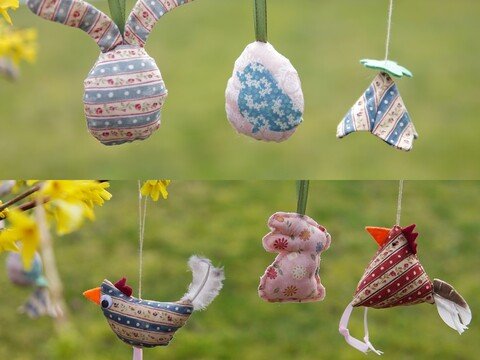 Osterdeko Huhn Hase Hahn Blume und Ei nähen