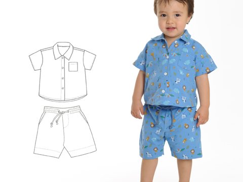 Adorable Baby & Toddler Outfit – "Tom+Noah" Shirt & Pants Sewing Pattern