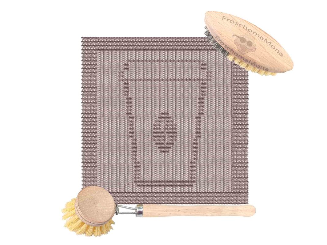 2 Spültücher im Set „ Coffee to go “ 2 Strickanleitungen Kaffeebohne / Herz