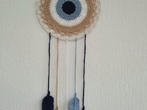 Traumfänger "Evil Eye" griechisches Auge Häkelanleitung
