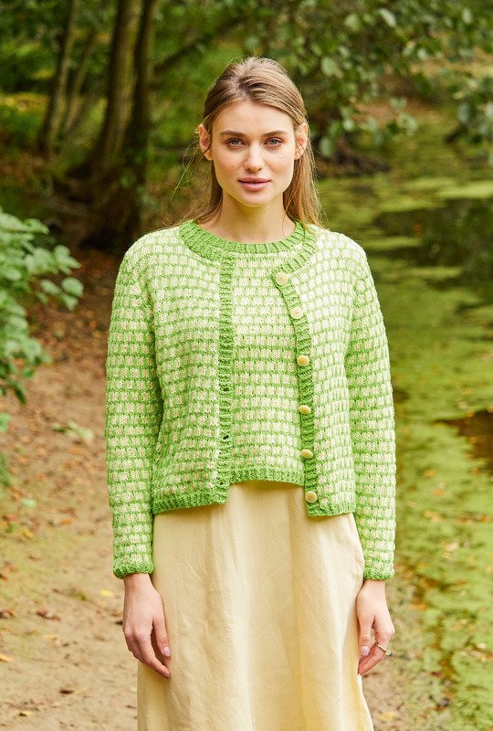 Twinset mit Hebemaschenmuster in Gelb und Grün - Bild 5