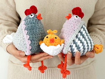 Economy Set "Big Klipp-Klapp and Chicks" - Cute Hens fillable + Heart + Egg