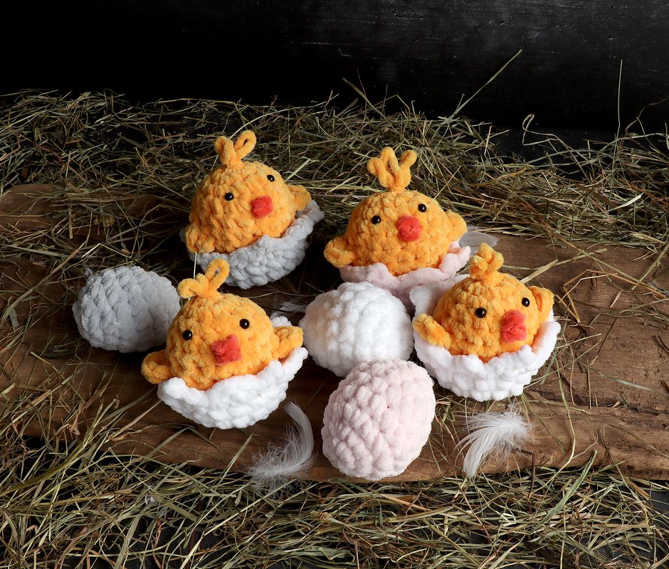 Süße Küken mit Eierschalen und Ei - Häkelanleitung - Bild 4