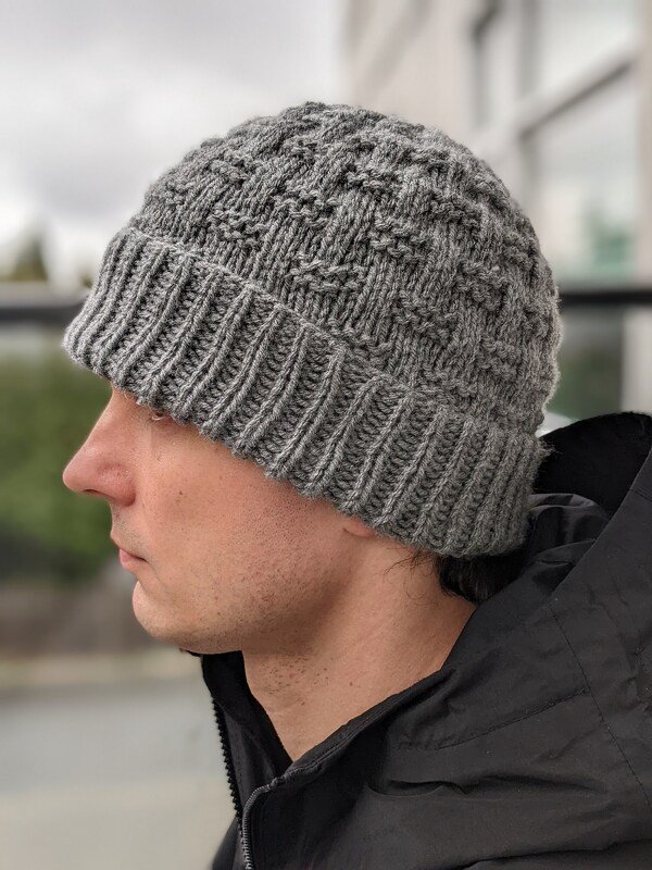 Knit Hat with Folded Brim Pattern for Men - Image 2