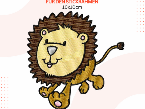 Süßer Löwe Stickdatei, Niedlicher Löwe Stickmuster 10x10, Löwen Stickdesign