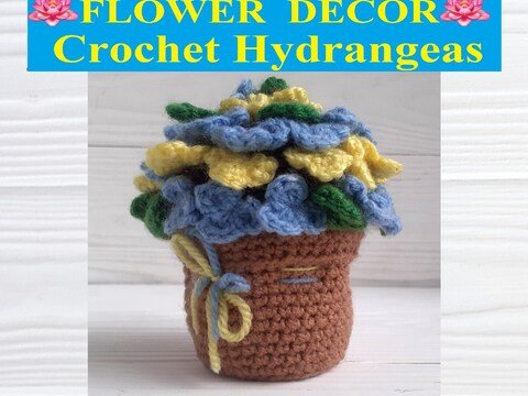 Crochet Hydrangeas. Potted flowers. Easter table decor. Mother's day gift