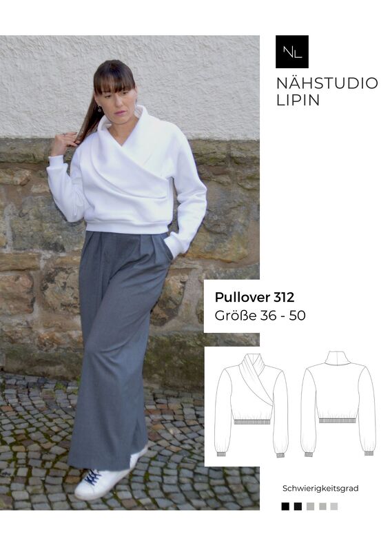 Schnittmuster Pullover 312, Größe 36 - 50, Hoodie, Jacke