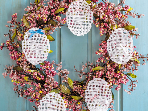 5-teiliges Set Filetanhänger in Ei-Form mit Hasen- und Kükenmotiven