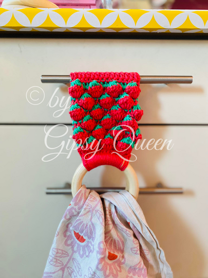 Häkelanleitung Emma Erdbeere Geschirrtuchhalter