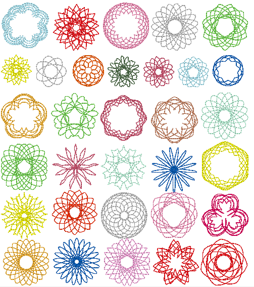 Stickdatei - 49 Zirkel Mandala Mini Blumen 2 bis 4cm Teil 1