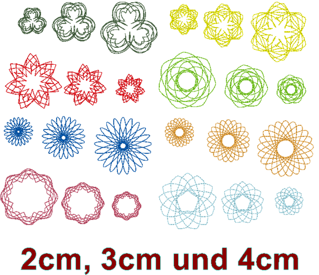 Stickdatei - 49 Zirkel Mandala Mini Blumen 2 bis 4cm Teil 1