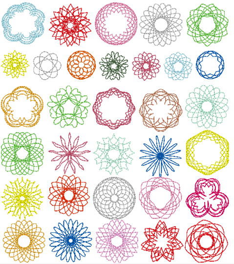 Stickdatei - 49 Zirkel Mandala Mini Blumen 2 bis 4cm Teil 1