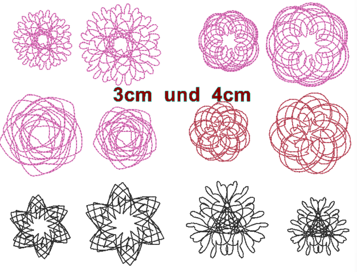 Stickdatei - 50 Zirkel Mandala Mini Blumen 2 bis 4cm Teil 2