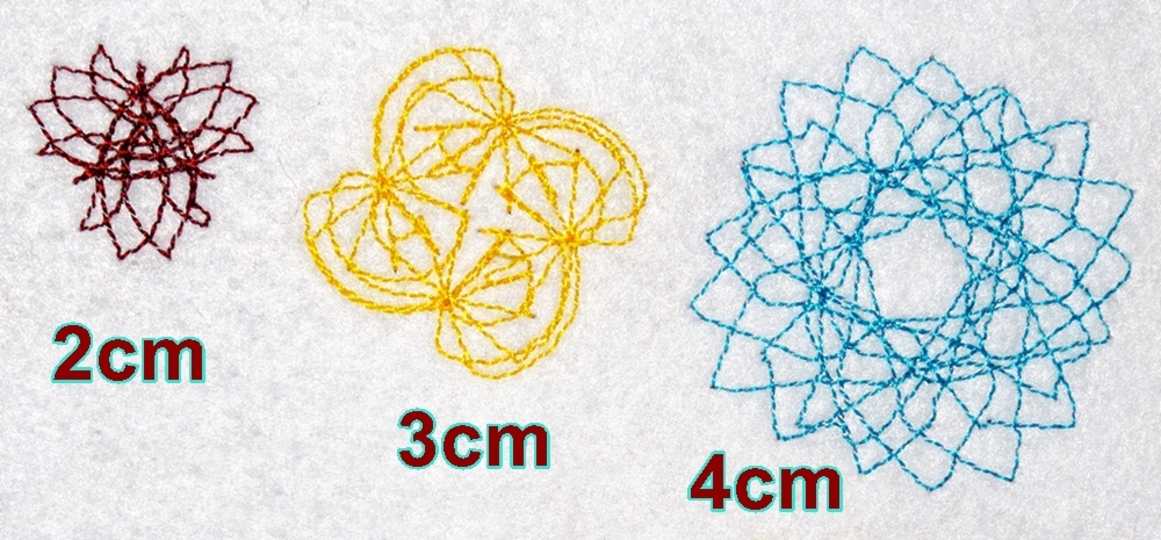 Stickdatei - 50 Zirkel Mandala Mini Blumen 2 bis 4cm Teil 2