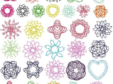 Stickdatei - 50 Zirkel Mandala Mini Blumen 2 bis 4cm Teil 2