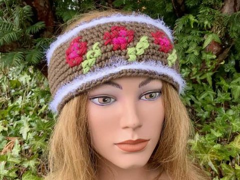 Stabiles Stirnband mit gestickten Rosen