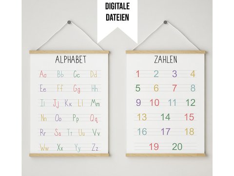 Lernposter Poster Alphabet & Zahlen Poster Vorlage