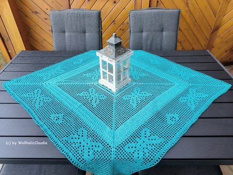 Häkelanleitung - 2er Set  Mitteldecke "Schmetterlingsherz" - groß und klein