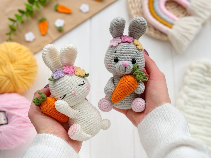 Two Easter bunnies Crochet pattern amigurumi PDF