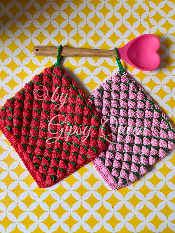 Häkelanleitung Erika Erdbeere Topflappen