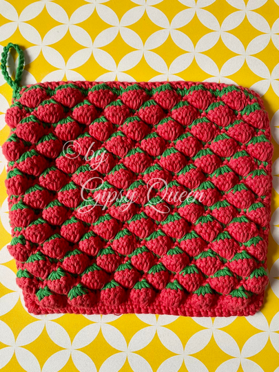 Häkelanleitung Erika Erdbeere Topflappen