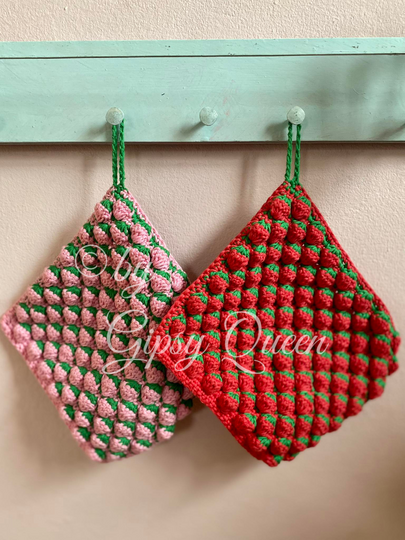 Häkelanleitung Erika Erdbeere Topflappen