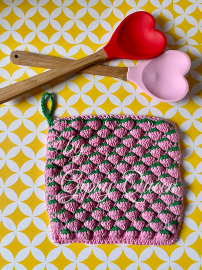 Häkelanleitung Erika Erdbeere Topflappen