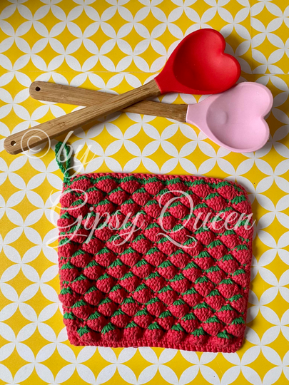 Häkelanleitung Erika Erdbeere Topflappen