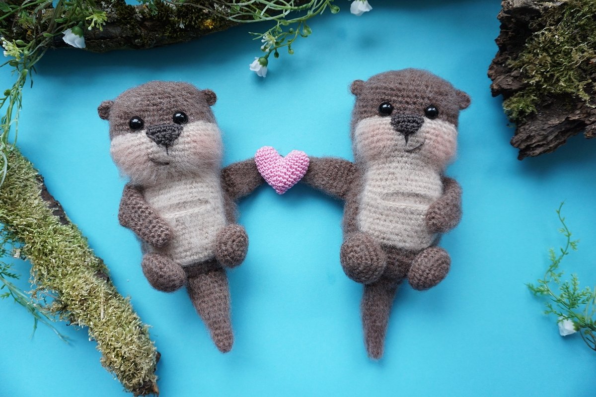 Häkelanleitung Flauschige Otter mit Herz - PDF Datei