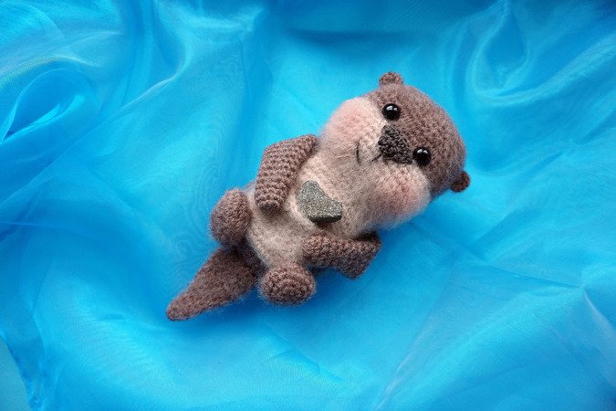 Handgehäkelte Otter Positive Häkeltiere - Emotionale Unterstützung Mit Glückskarte | Kuscheltier & Deko