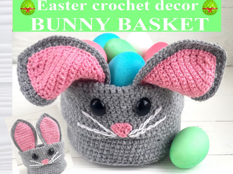 Bunny easter basket. Empty gift box. Gaming decore