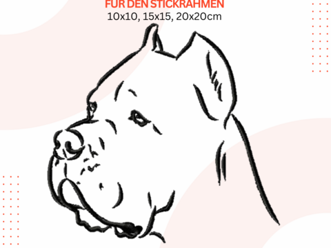 Cane Corso Stickdatei, Cane Corso Stickmuster, Hunde Stickdesign in 3 Größe