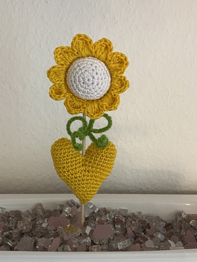 Blumenstecker mit Herz* Muttertag* verblüht nie* Häkelanleitung