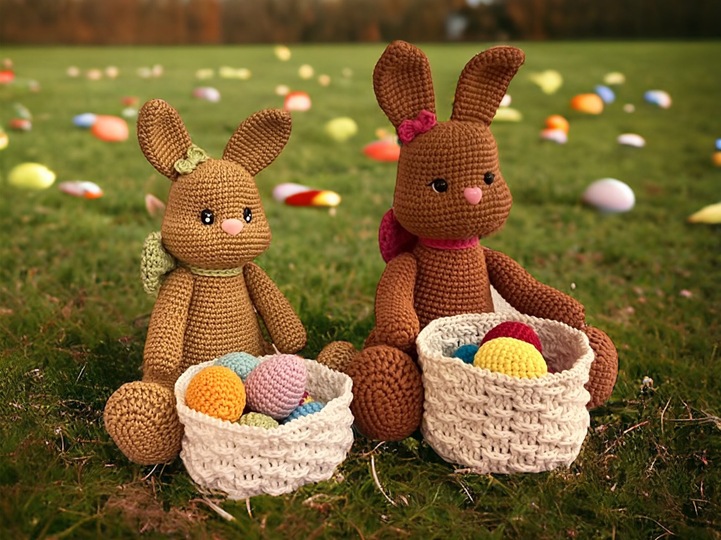 Häkelanleitung Hase Lola mit Osterkörbchen