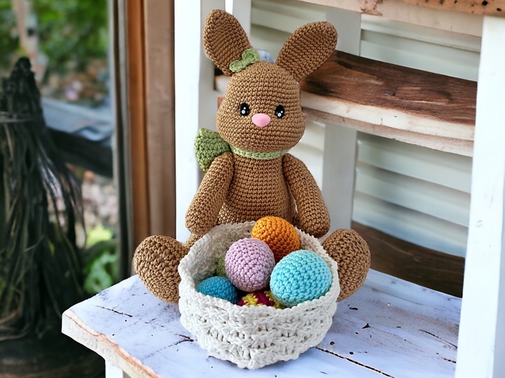 Häkelanleitung Hase Lola mit Osterkörbchen