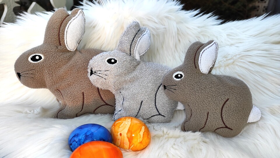 Stickdatei Hase ITH Kuscheltier in mehreren Größen