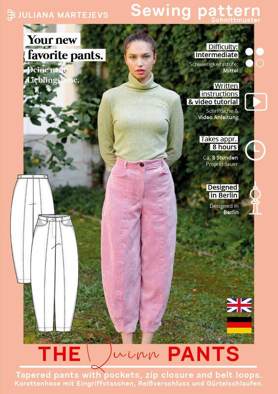 Tapered pants sewing pattern XS-XXXL, ladies trousers mom jeans pants denim - Image 12