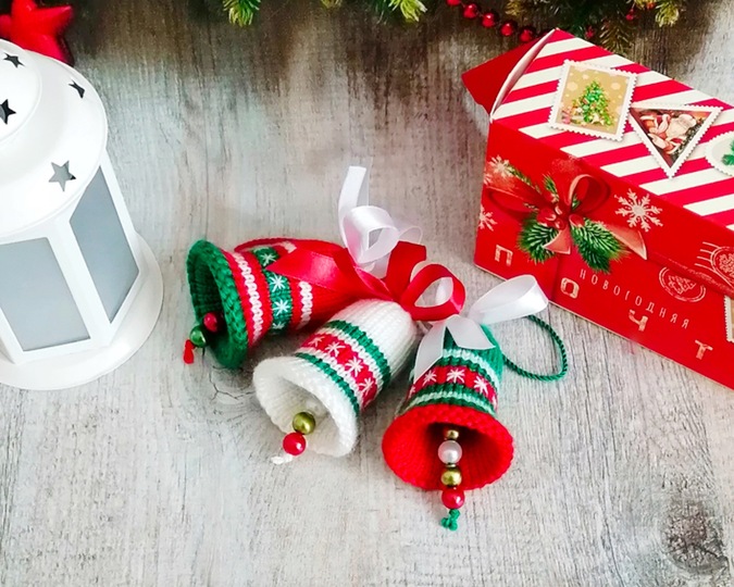 K007 Bells decor New Year Christmas pattern Amigurumi