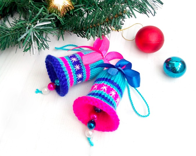 K007 Bells decor New Year Christmas pattern Amigurumi