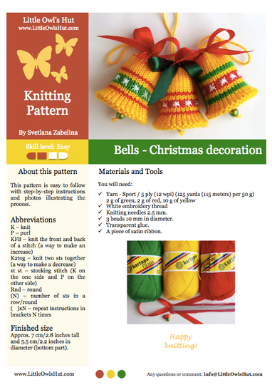 K007 Bells decor New Year Christmas pattern Amigurumi