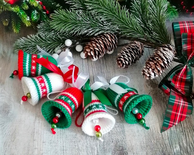 K007 Bells decor New Year Christmas pattern Amigurumi